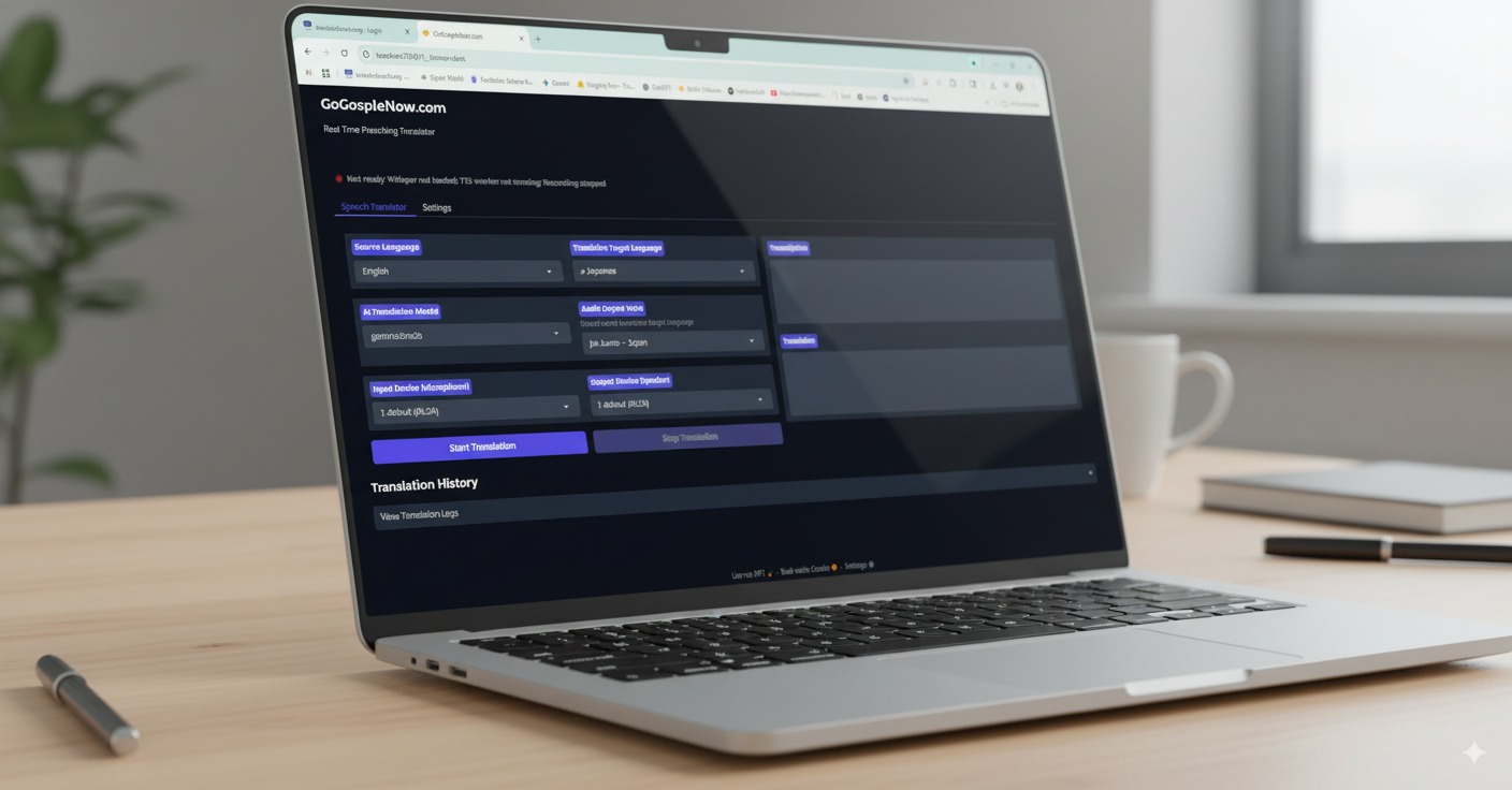 Go Gospel Now Translation Software Running on Laptop
